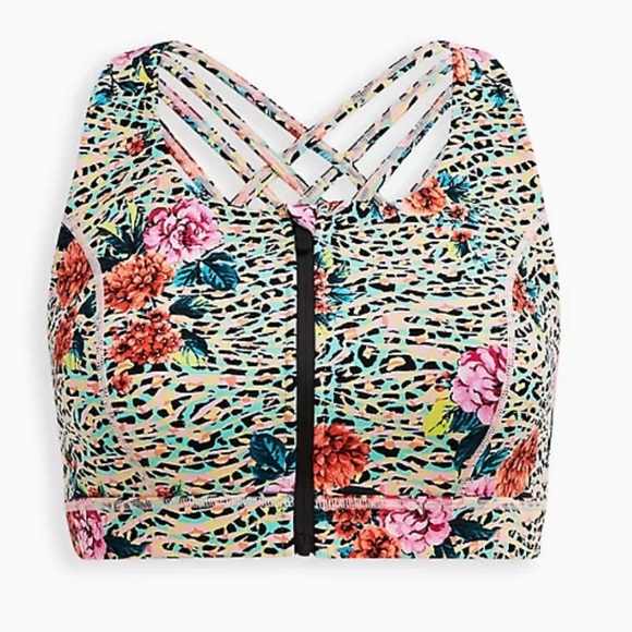 Torrid Women’s Plus Size Jungle Floral Zip Front Sports Bra Size 1X 3X 4X 5X - Picture 3 of 14